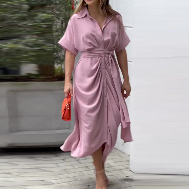 Image of Veronica | Women's Tie Waist Midi Shirt Dress