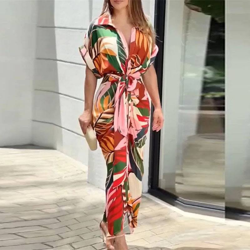 Image of Veronica | Women's Tie Waist Midi Shirt Dress