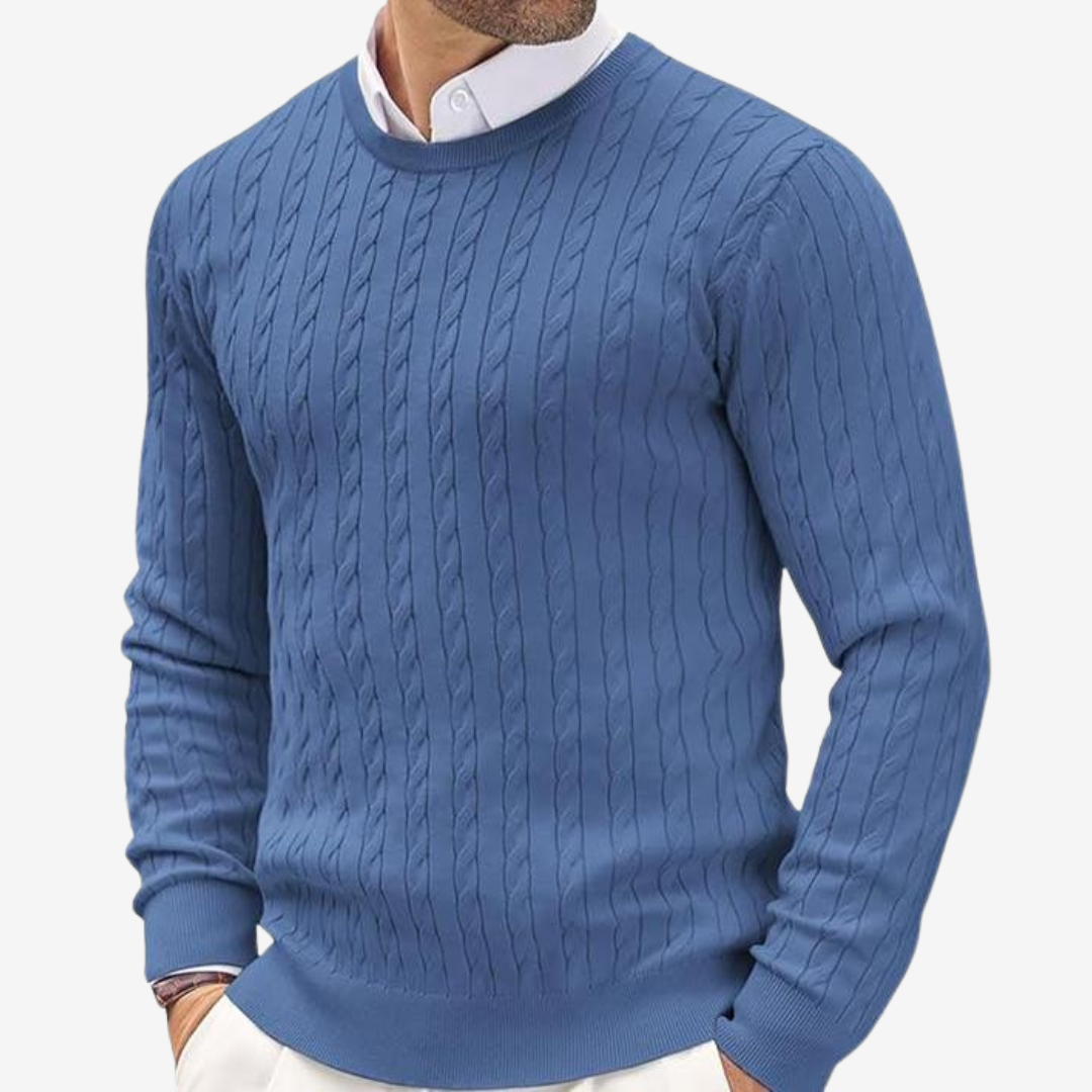 Image of Victor | Men's Crew Neck Cable Knit Sweater