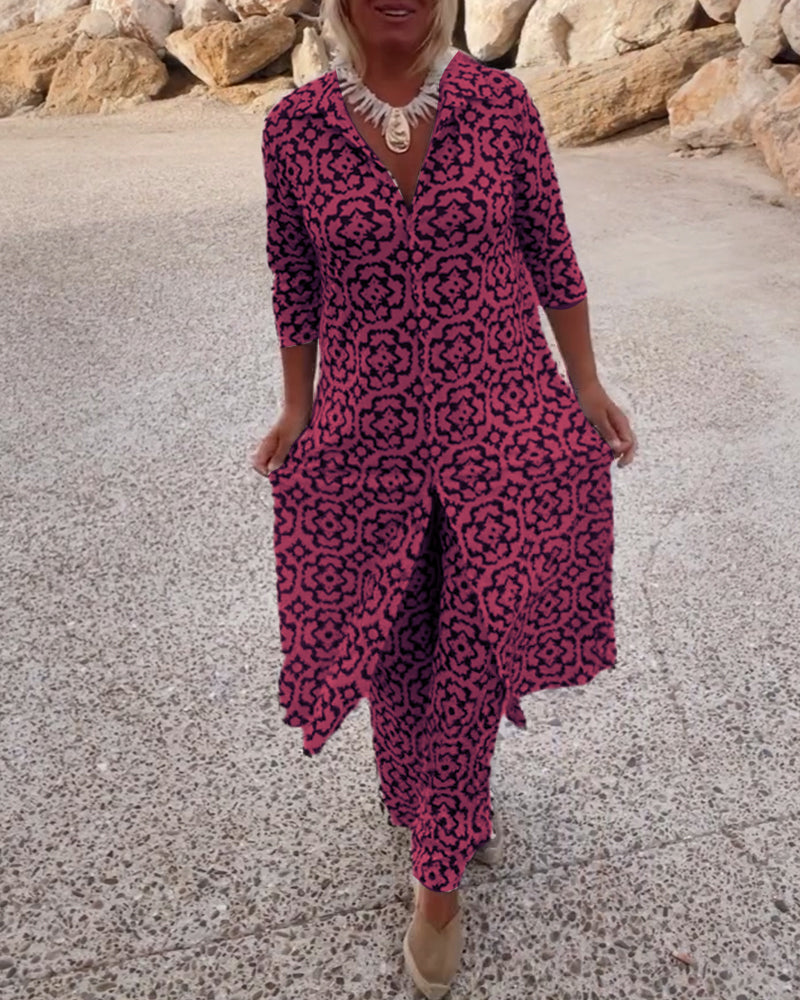 Image of Vivian | Women's Printed Wide Leg Pant Set