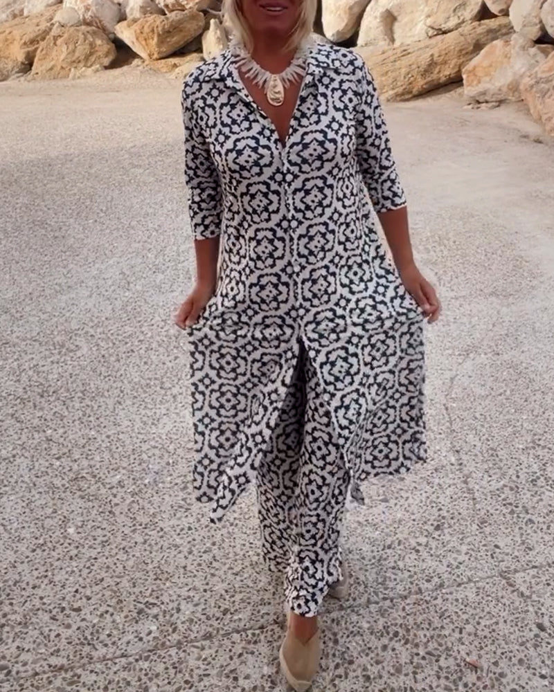 Image of Vivian | Women's Printed Wide Leg Pant Set