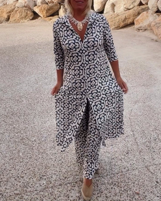 Image of Vivian | Women's Printed Wide Leg Pant Set