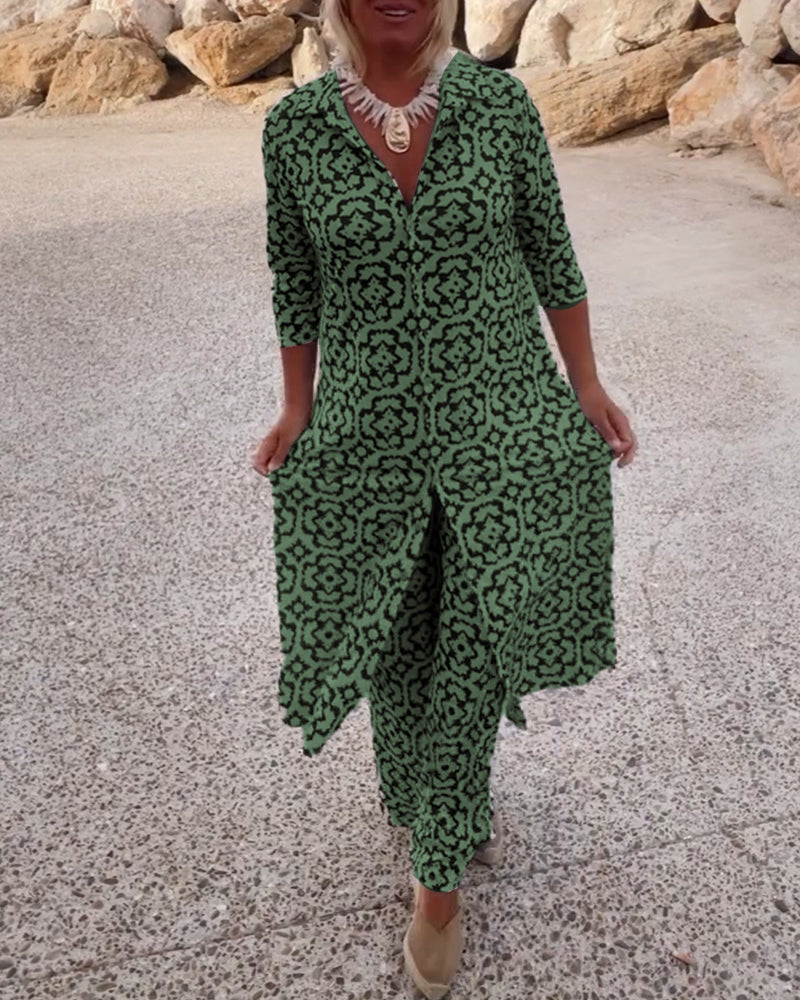 Image of Vivian | Women's Printed Wide Leg Pant Set