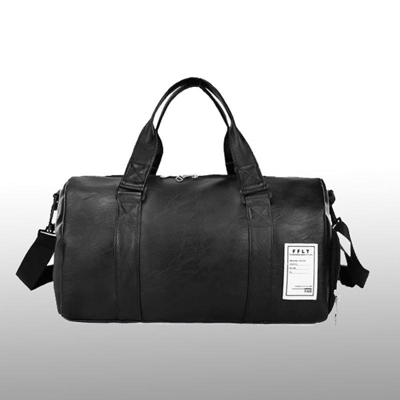 Water-Resistant Leather Travel and Gym Duffel Bag with Shoulder Strap for Sports and Storage