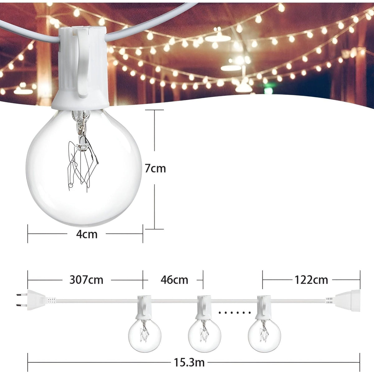 Waterproof Outdoor Patio String Lights
