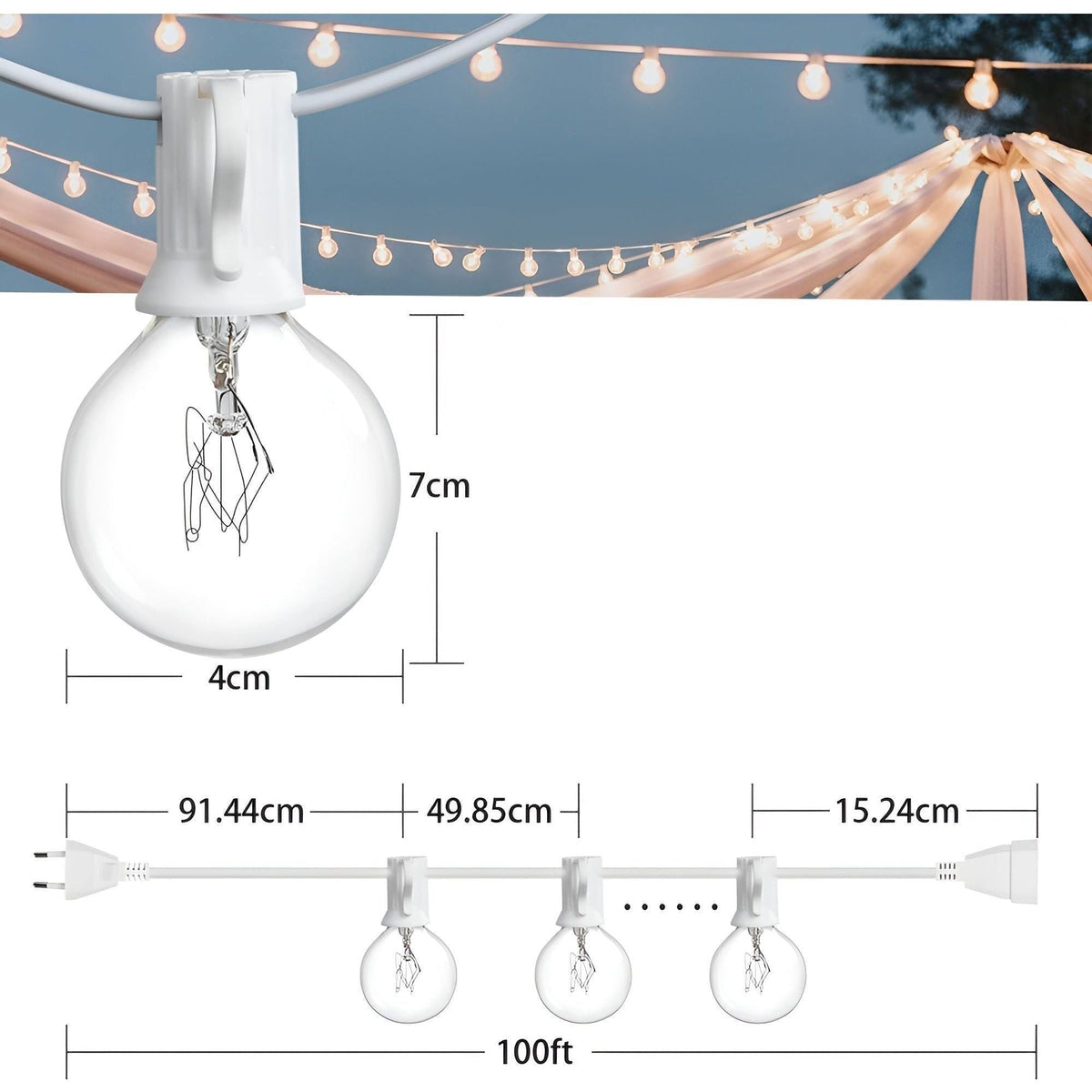 Waterproof Outdoor Patio String Lights