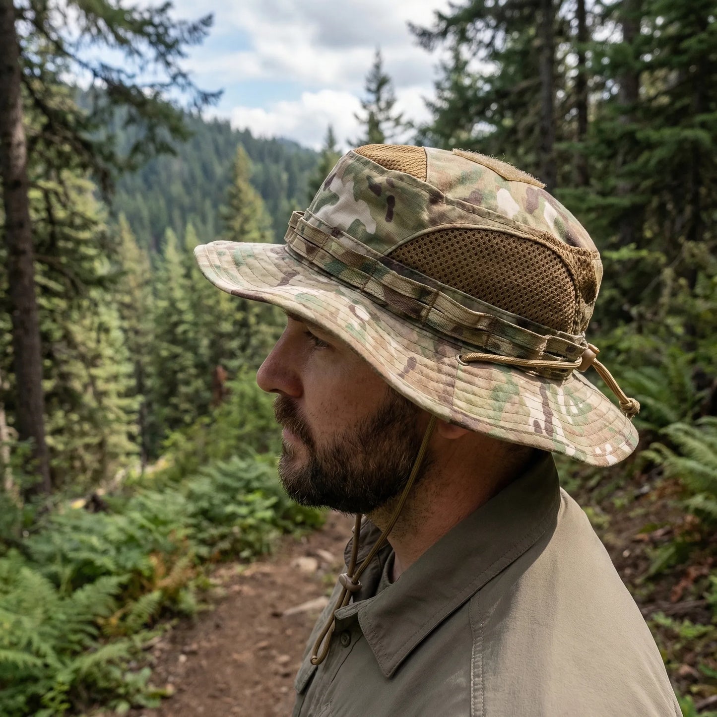 Wide-Brim Tactical Camouflage Bucket Hat