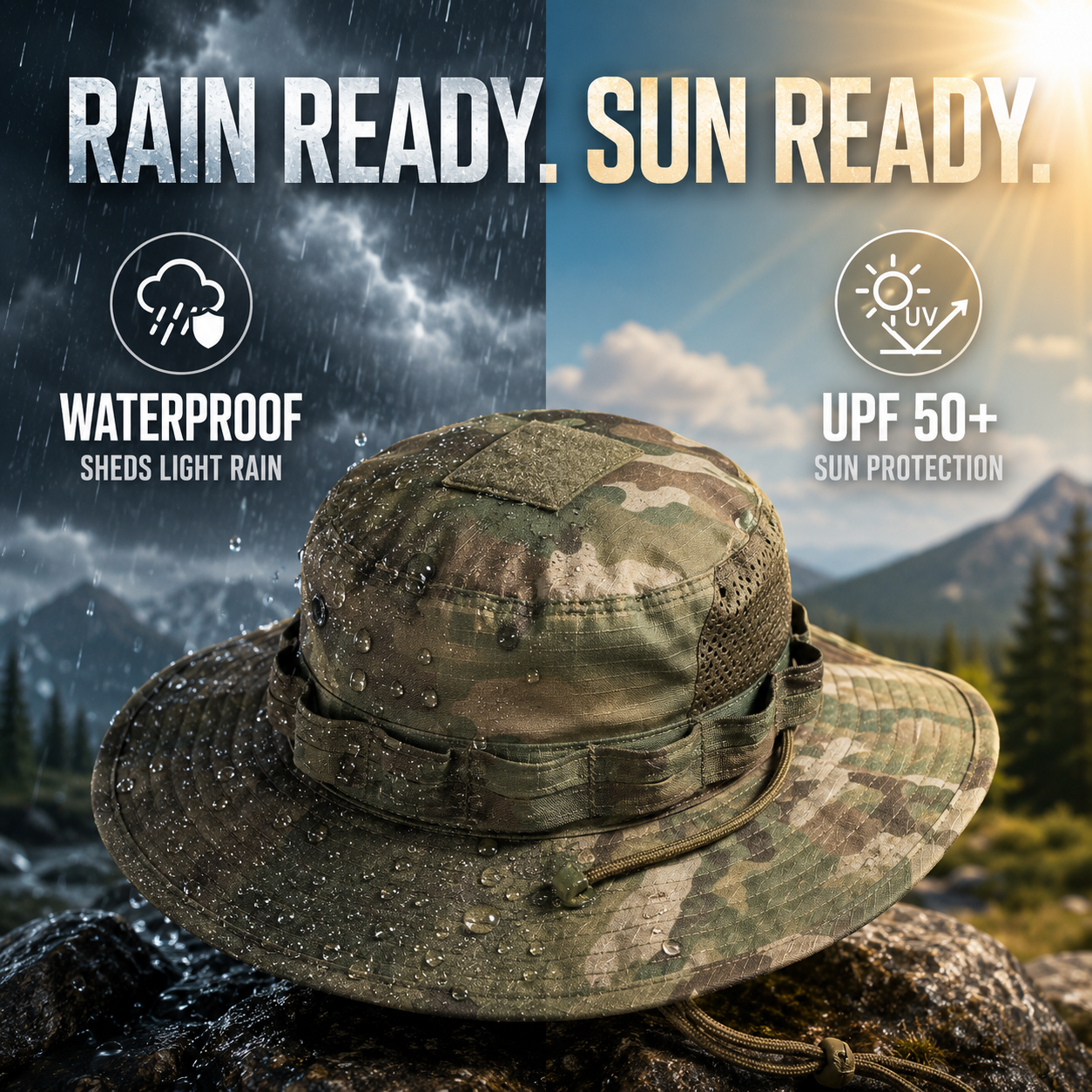 Wide-Brim Tactical Camouflage Bucket Hat