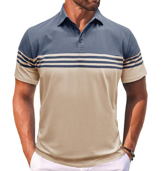 William | Men's Color Block Short Sleeve Polo Shirt - Image 1