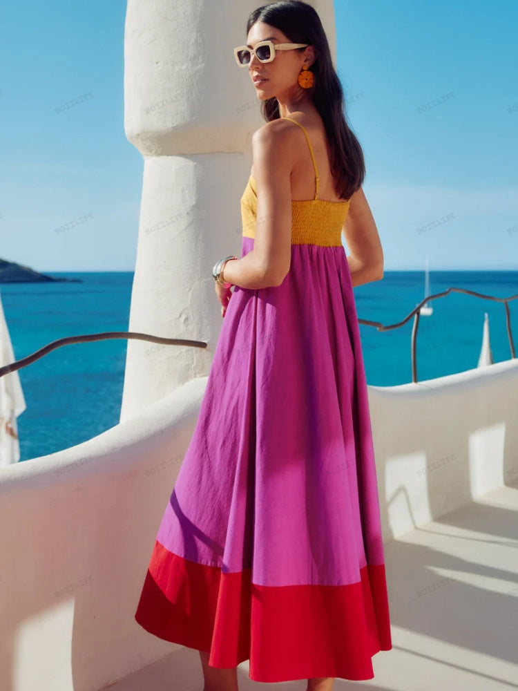 Image of Winnie | Women's Spaghetti Strap A-Line Midi Dress