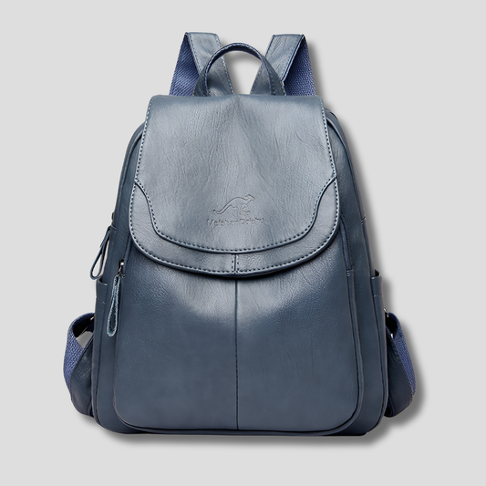 Women's Anti-Theft Leather Backpack with Embossed Detail