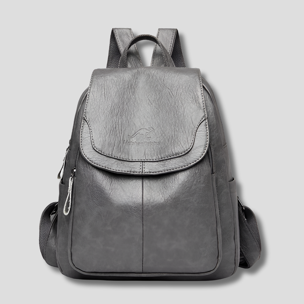 Women's Anti-Theft Leather Backpack with Embossed Detail