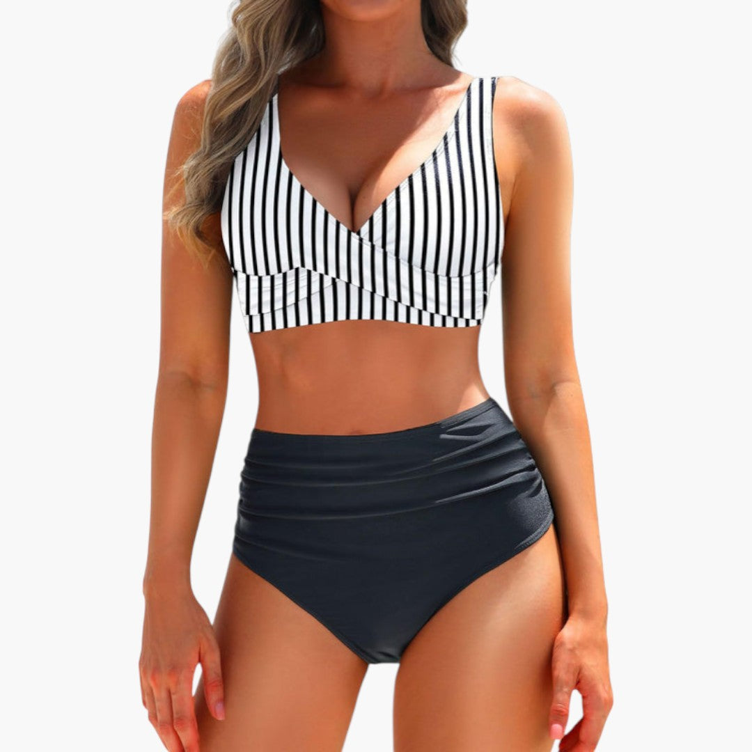 Women's Bikini Set with Adjustable Top and High Waist