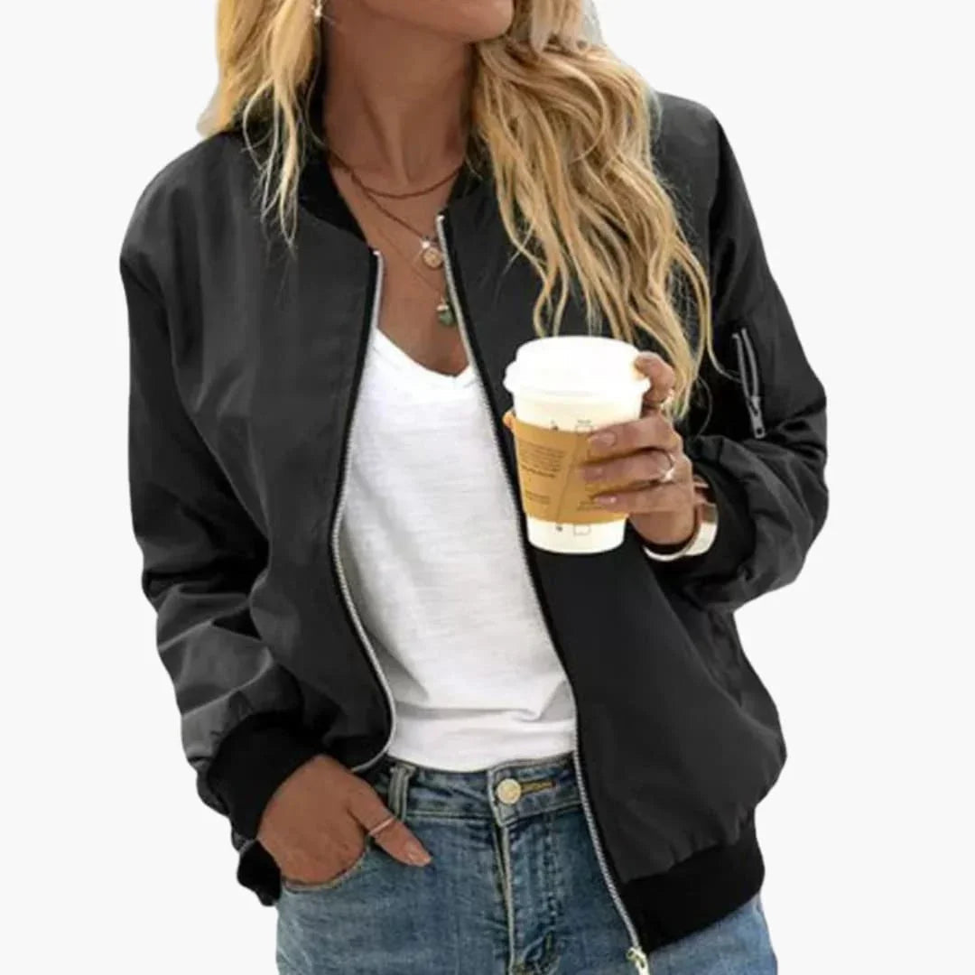 Women's Bomber Jacket with Zipper