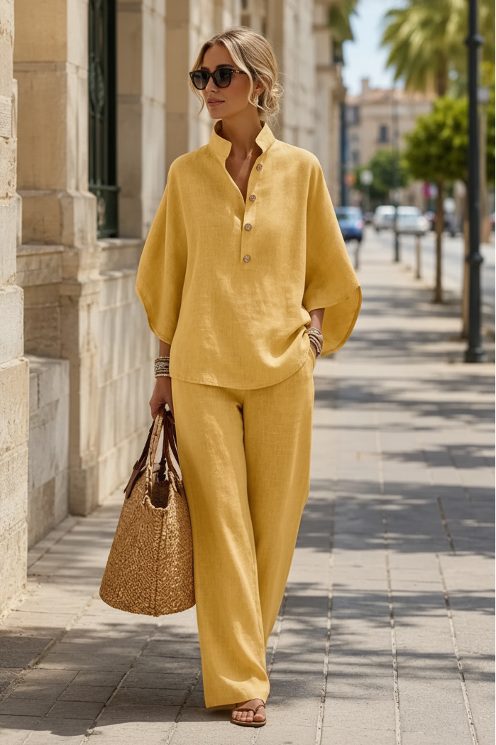 Women's Breezy Two-Piece Set with Wide-Leg Pants