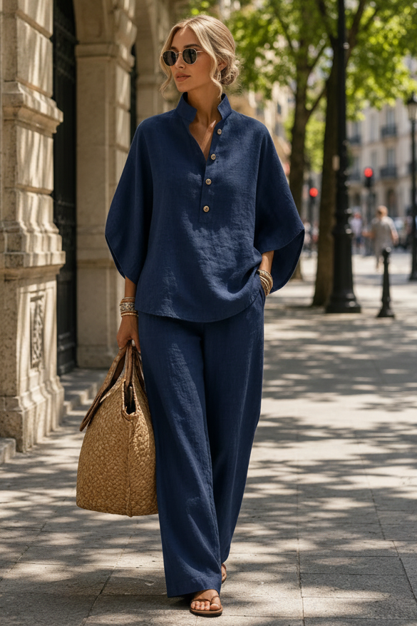 Women's Breezy Two-Piece Set with Wide-Leg Pants