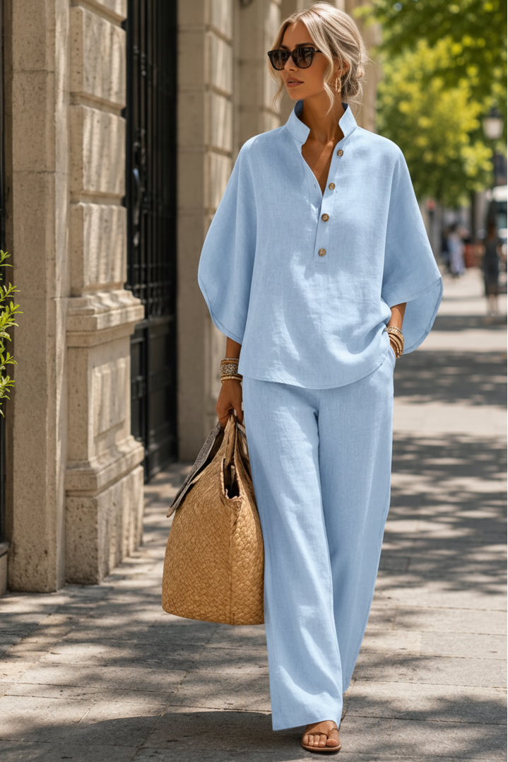 Women's Breezy Two-Piece Set with Wide-Leg Pants