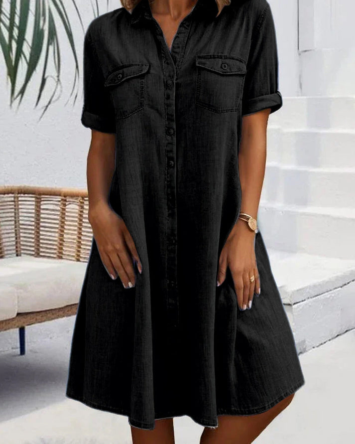 Women's Button-Through Denim Shirt Dress