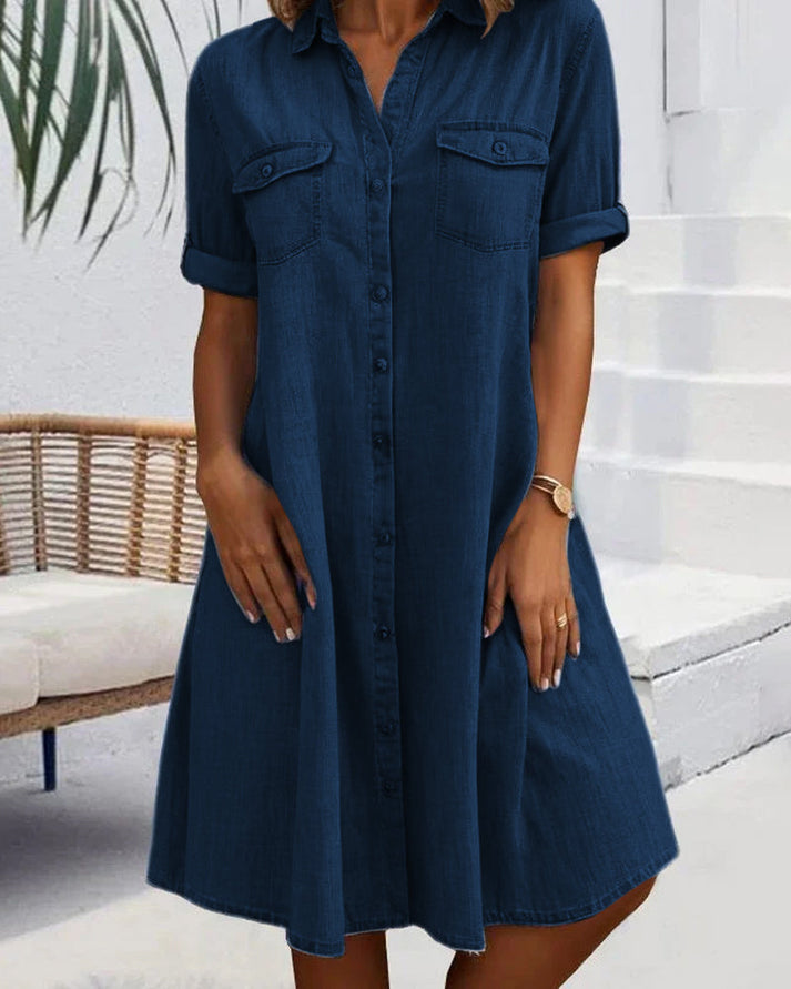 Women's Button-Through Denim Shirt Dress