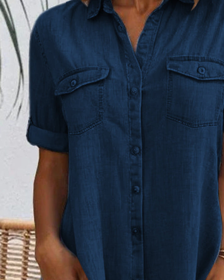 Women's Button-Through Denim Shirt Dress