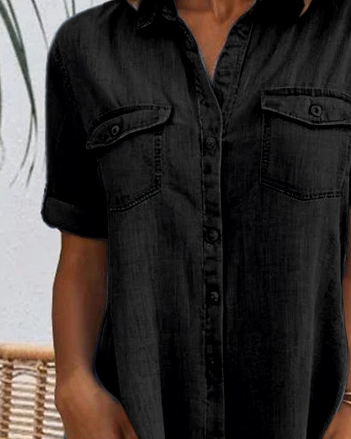 Women's Button-Through Denim Shirt Dress