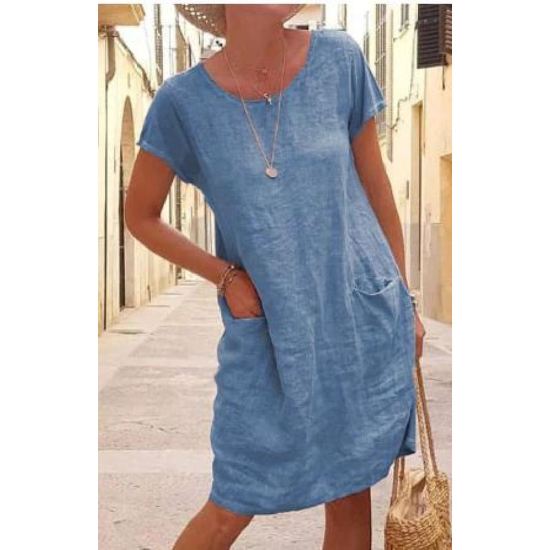 Women's Casual Knee-Length Dress with Pockets