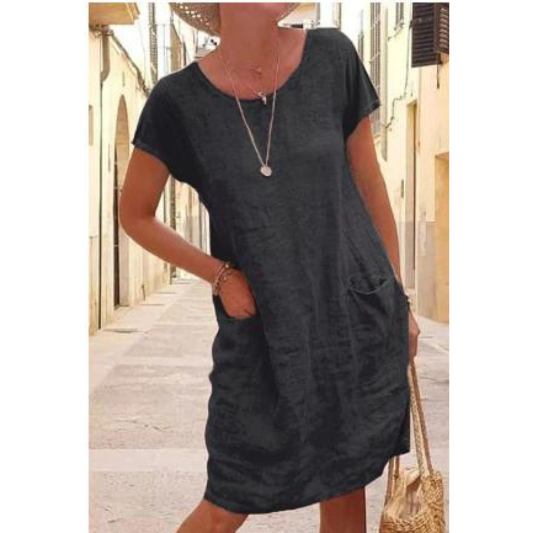 Women's Casual Knee-Length Dress with Pockets