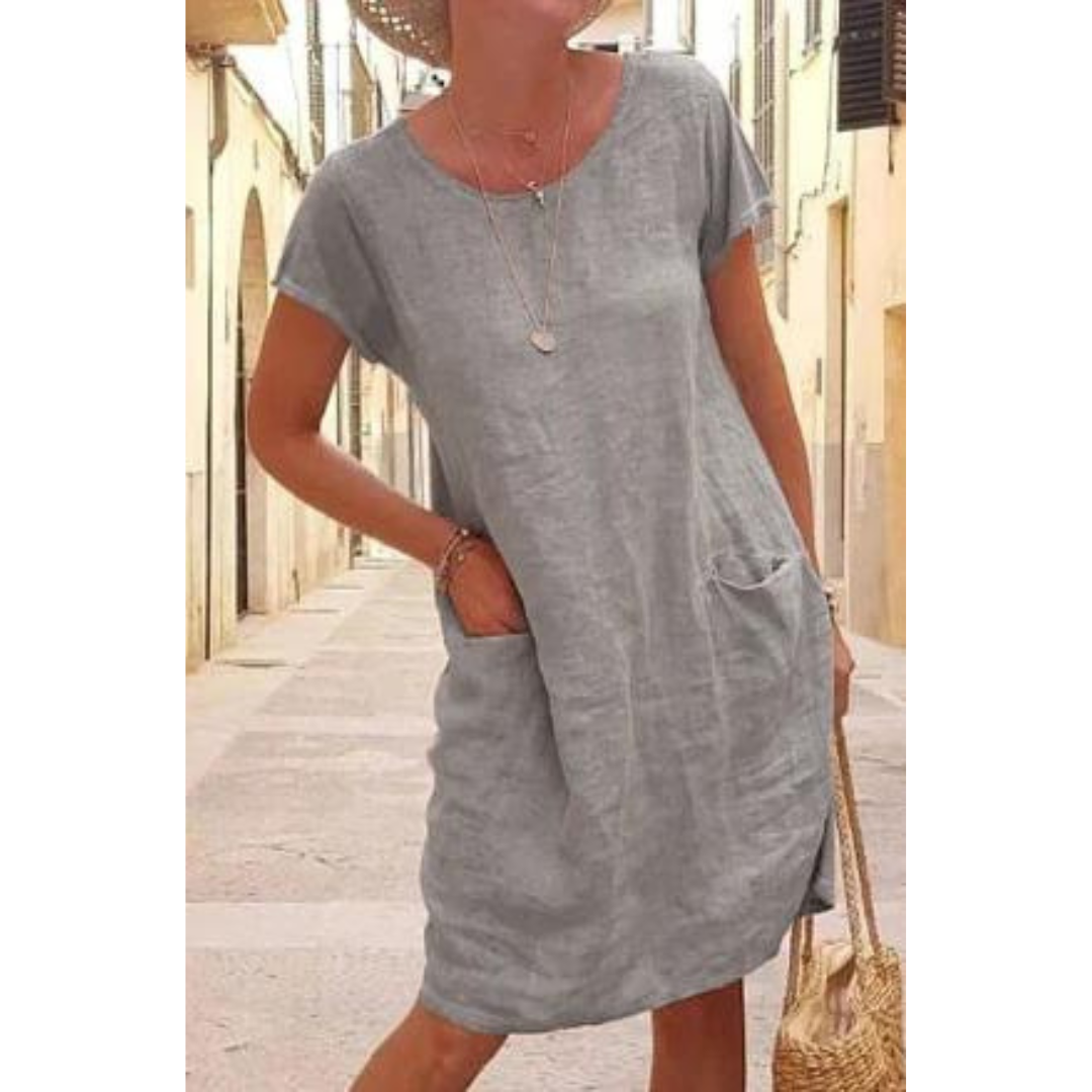Women's Casual Knee-Length Dress with Pockets