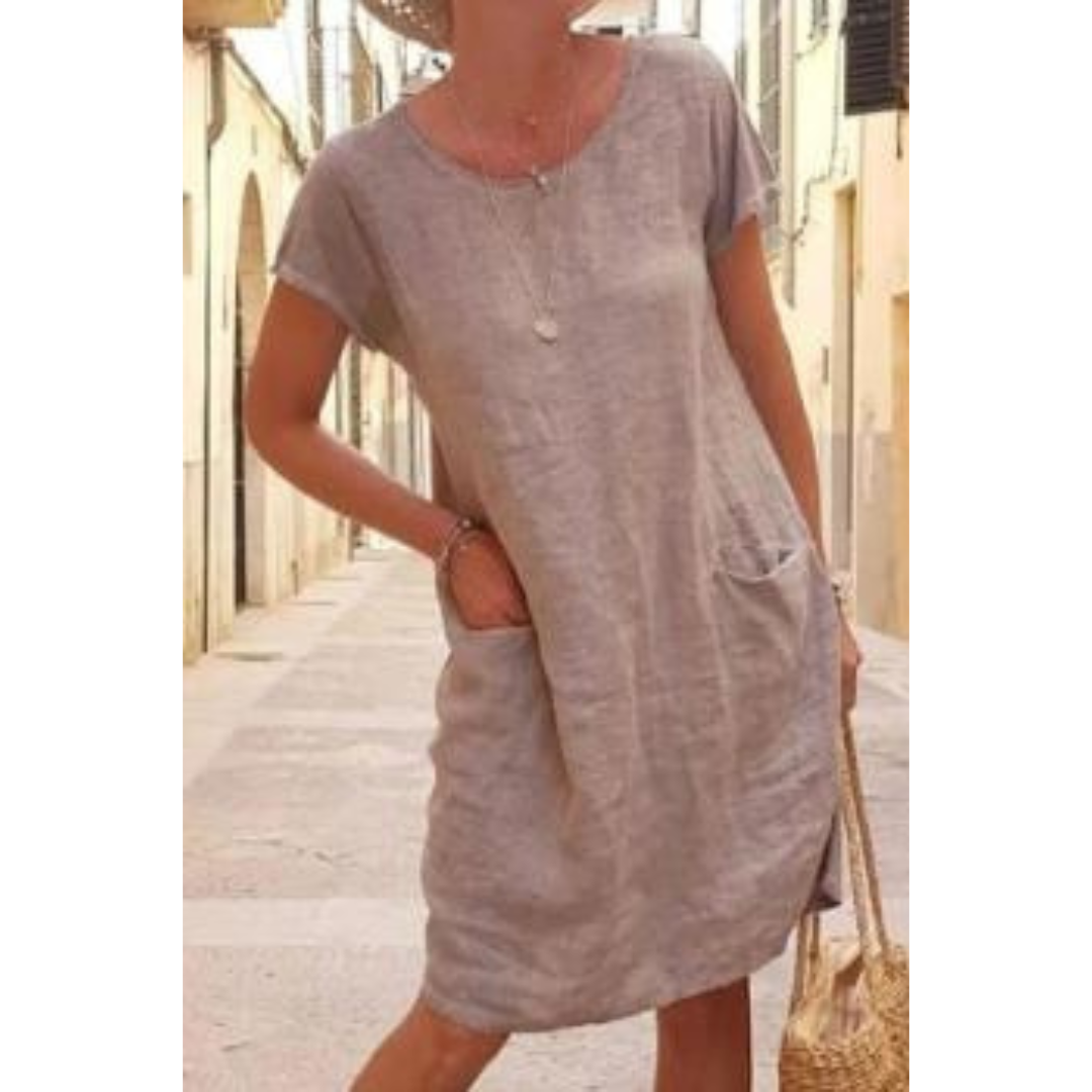Women's Casual Knee-Length Dress with Pockets