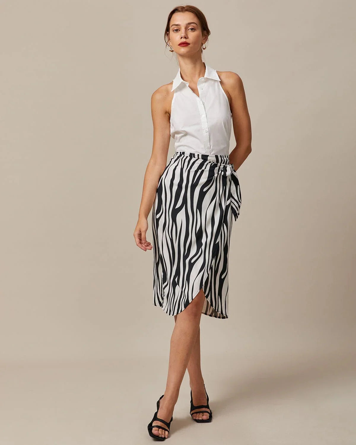Women's Collared Sleeveless Halter Shirt