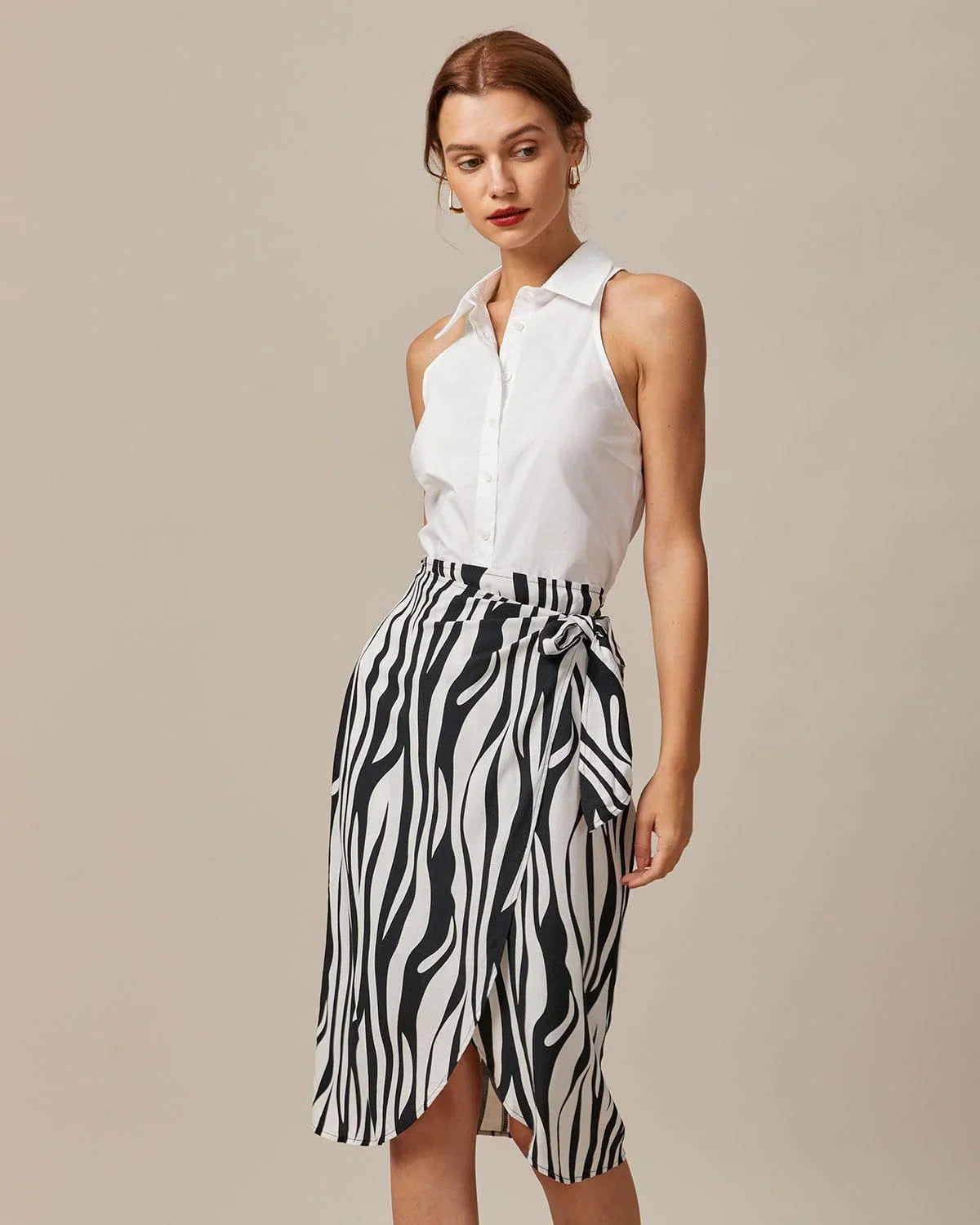 Women's Collared Sleeveless Halter Shirt