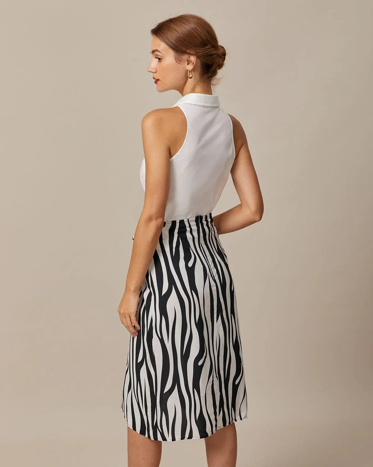 Women's Collared Sleeveless Halter Shirt