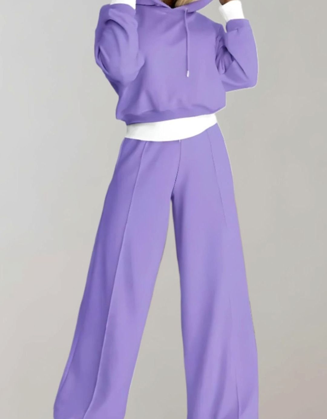 Women's Cropped Hoodie and Wide-Leg Drawstring Trackpants Set