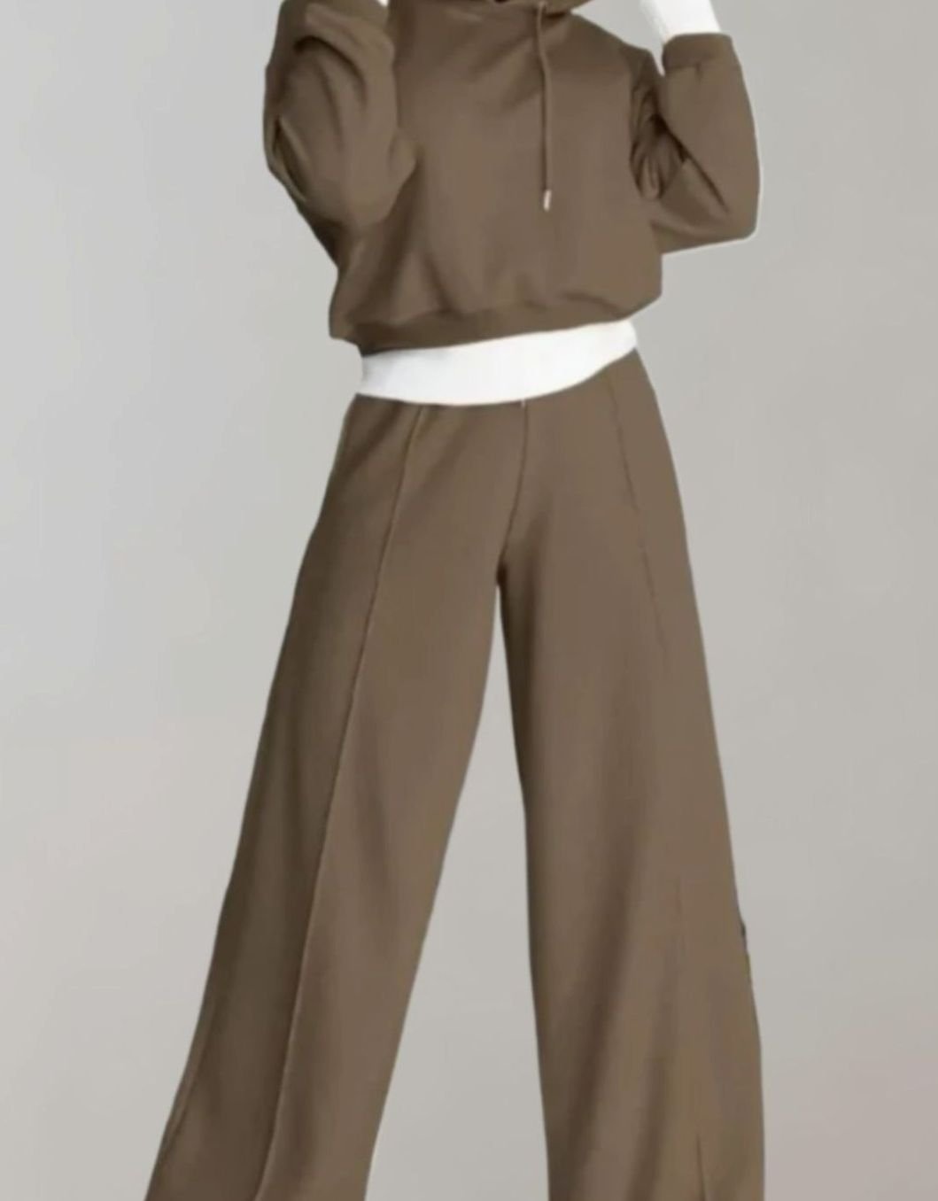 Women's Cropped Hoodie and Wide-Leg Drawstring Trackpants Set