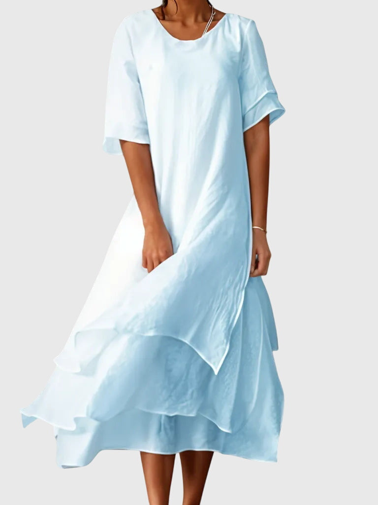 Women's Elegant Open-Neckline Dress With Fluid Cut
