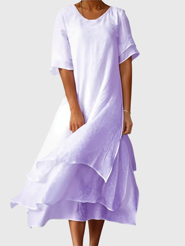 Women's Elegant Open-Neckline Dress With Fluid Cut