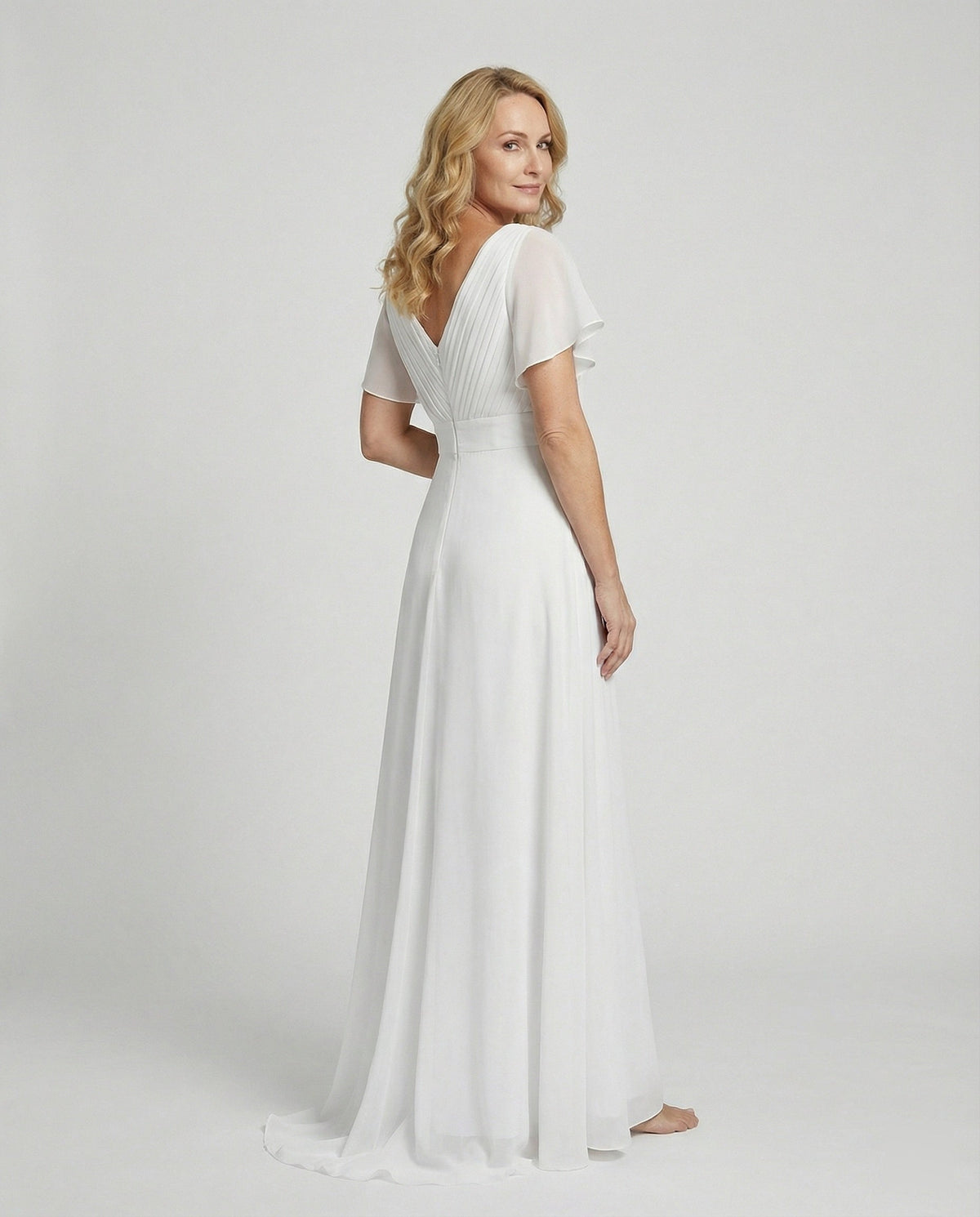 Women's Elegant Pleated Chiffon Maxi Dress
