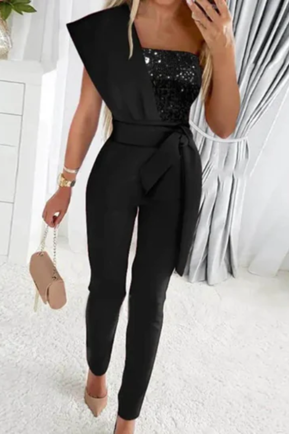 Women's Elegant Sequin Evening Jumpsuit