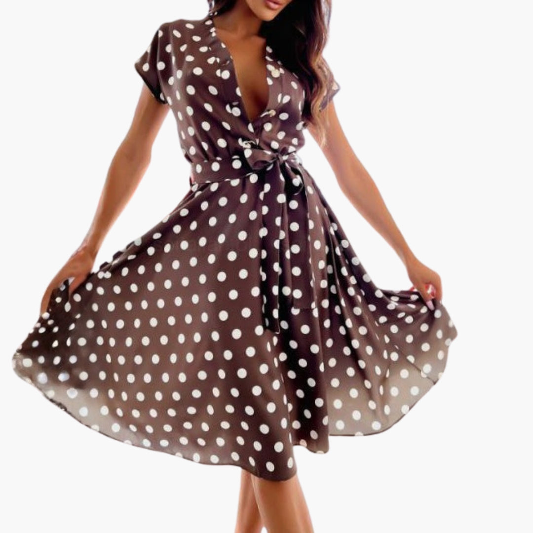 Women's Elegant Short-Sleeve V-Neck Dress