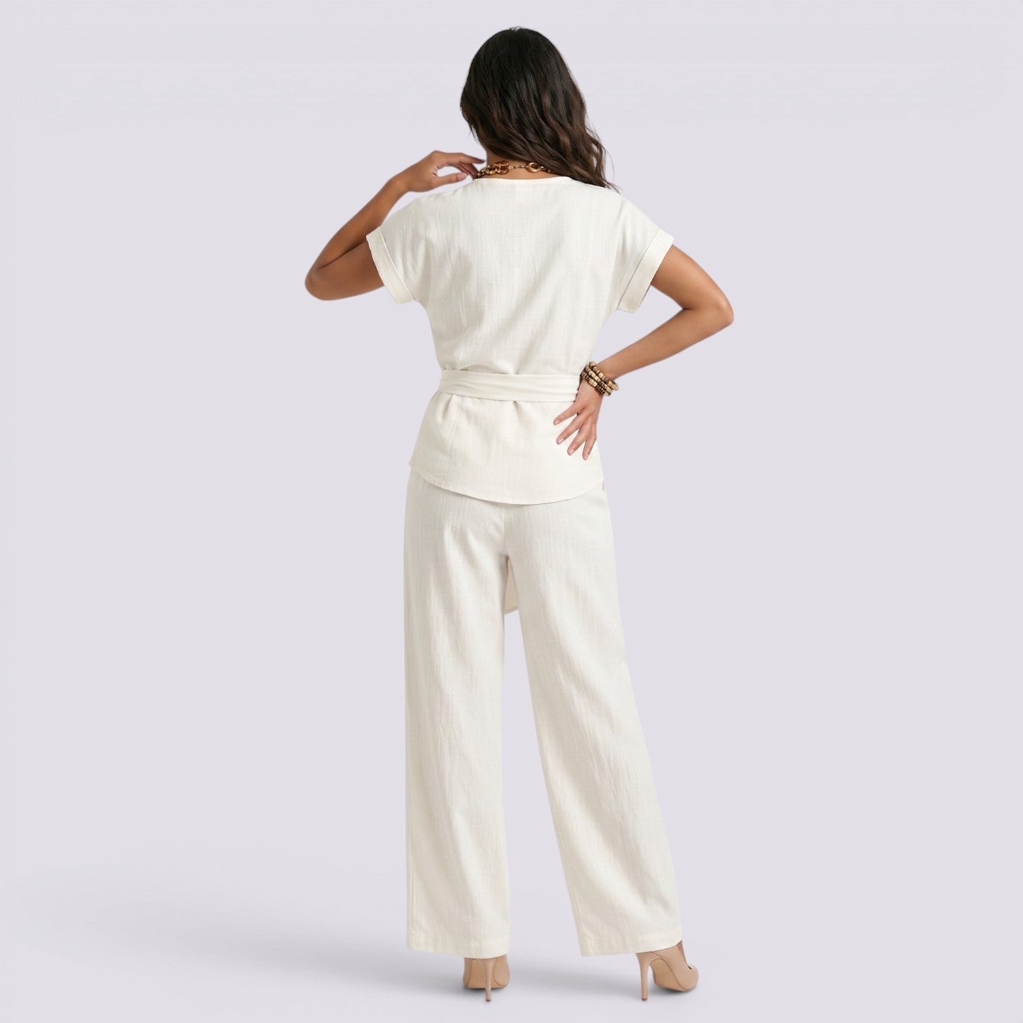 Women's Elegant Summer Set with Wide-Leg Pants
