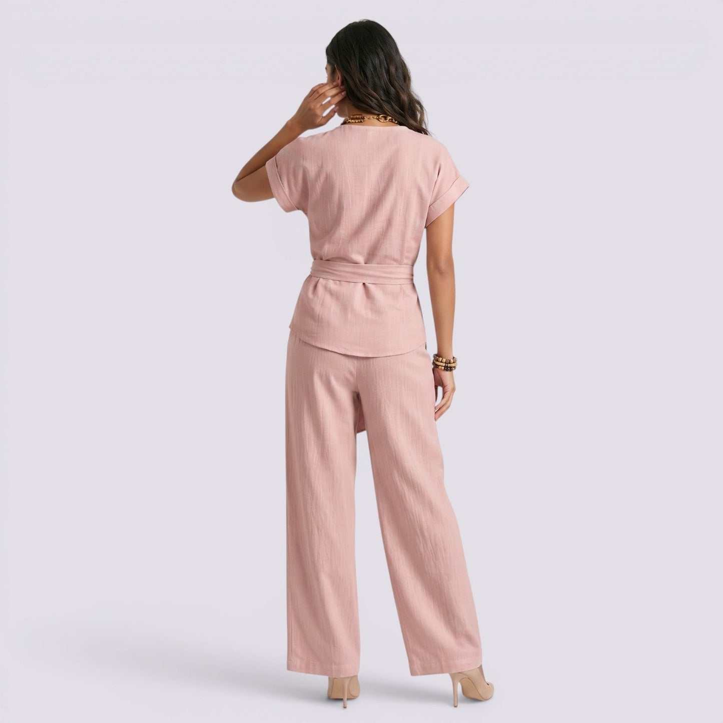 Women's Elegant Summer Set with Wide-Leg Pants