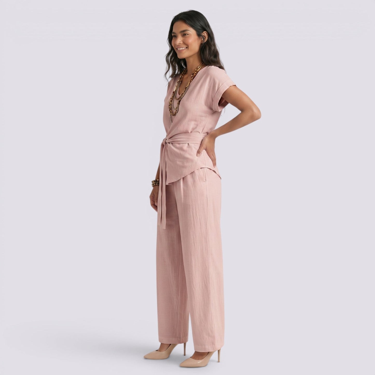 Women's Elegant Summer Set with Wide-Leg Pants