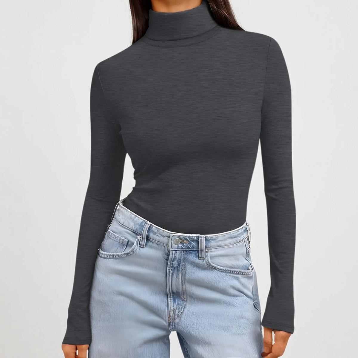 Women's Fitted Long-Sleeve Turtleneck Top
