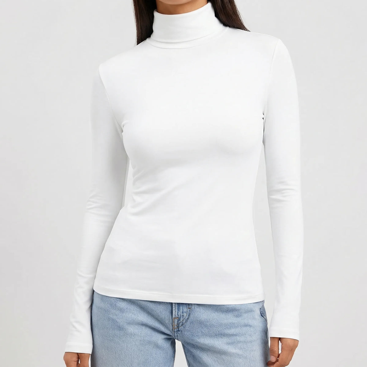 Women's Fitted Long-Sleeve Turtleneck Top