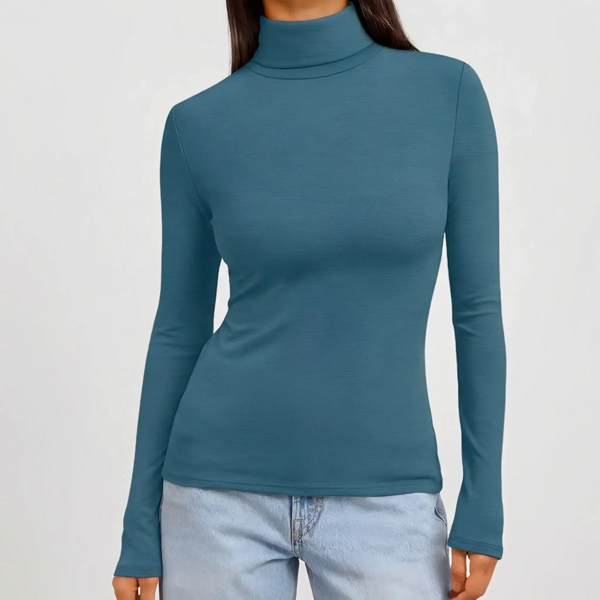 Women's Fitted Long-Sleeve Turtleneck Top