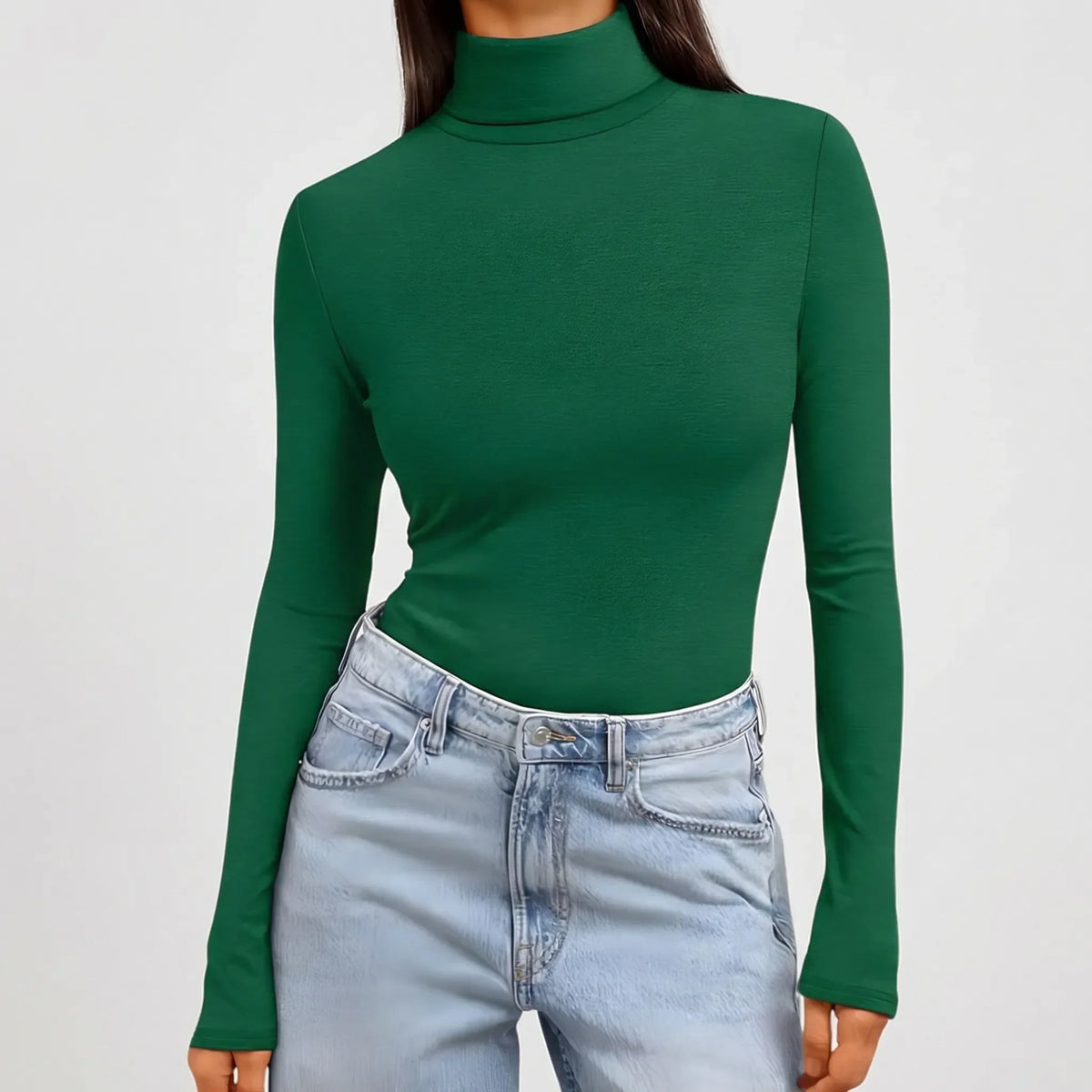 Women's Fitted Long-Sleeve Turtleneck Top