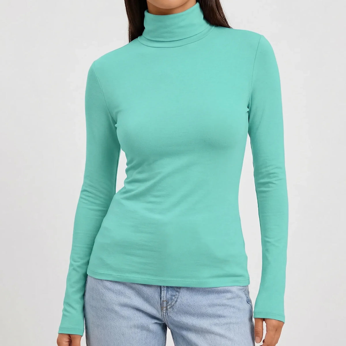 Women's Fitted Long-Sleeve Turtleneck Top