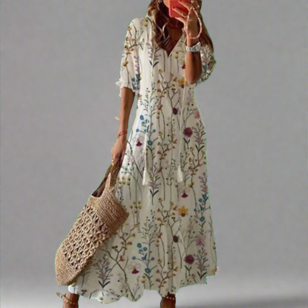 Women's Floral A-Line Maxi Dress