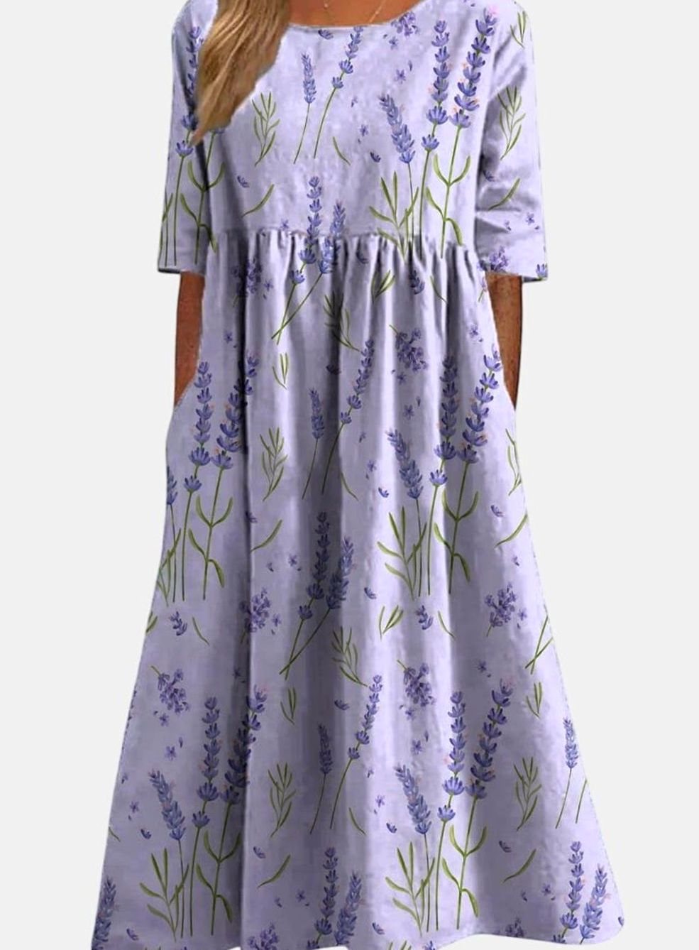 Women's Flowy Floral Half Sleeve Midi Occasion Dress
