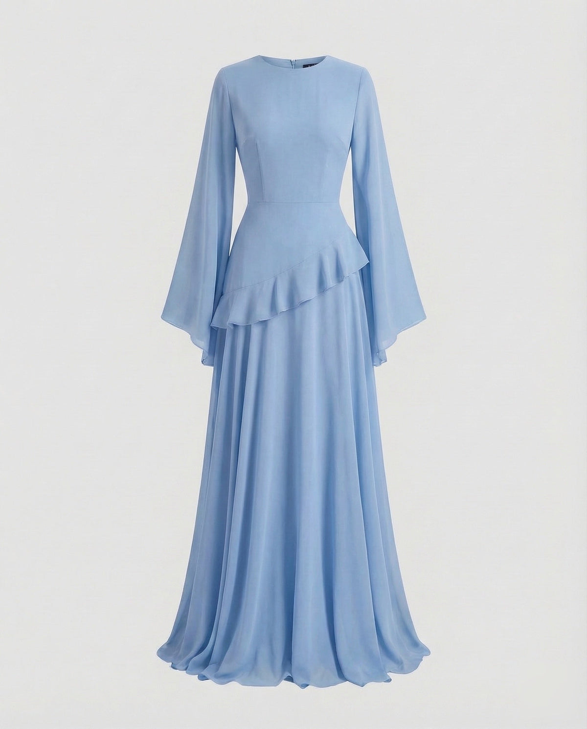 Women's Gala Maxi Dress with Bell Sleeves and Tiered Skirt